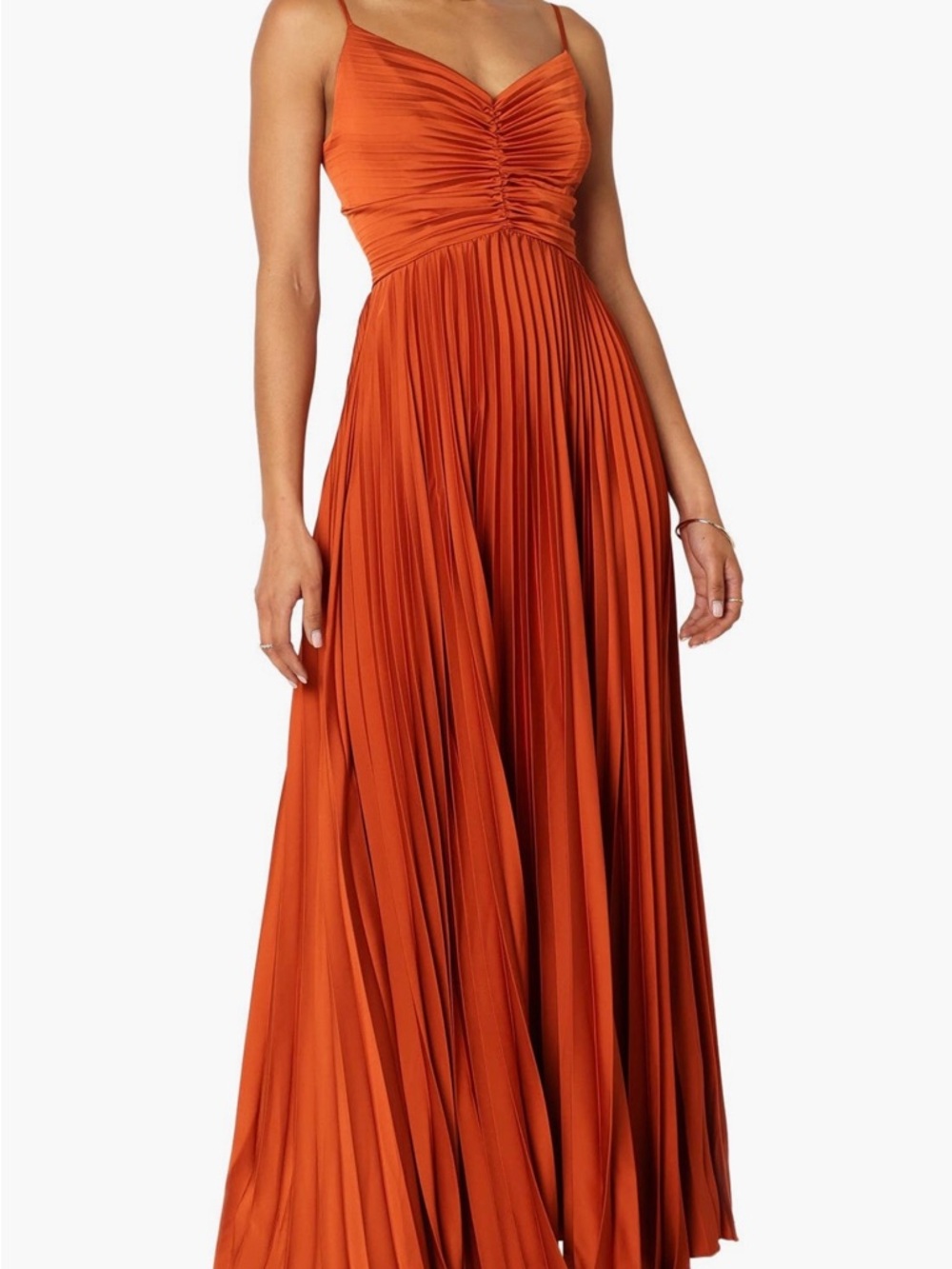 Petal & Pup Copper-Orange Pleated Maxi Dress - Picture 6 of 10